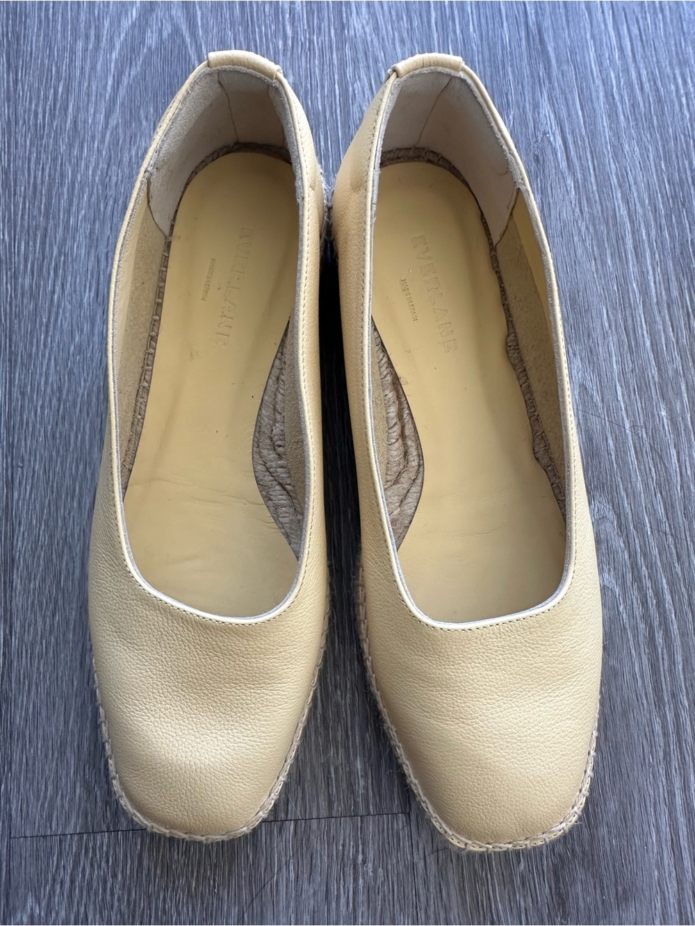 Everlane Women's Light Yellow Leather Espadrille Flats